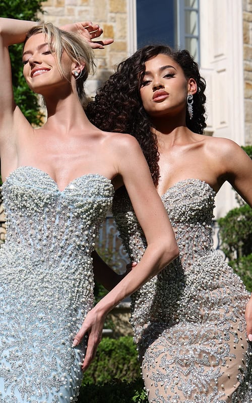 beaded sheer gown with sweetheart neckline
