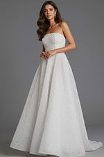 white and silver a line dress 45788