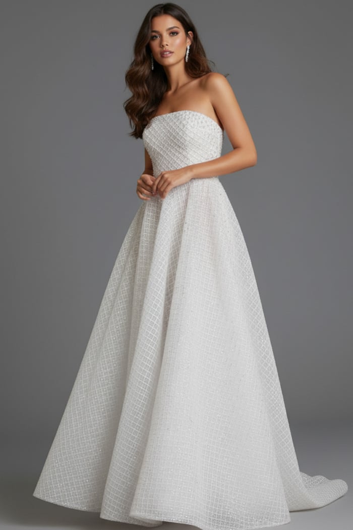 white and silver a line dress 45788