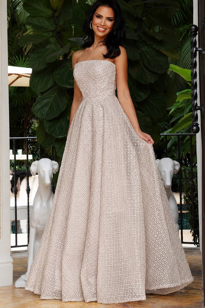 strapless a line cafe beaded dress