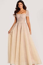 short sleeves embellished a line dress 45790