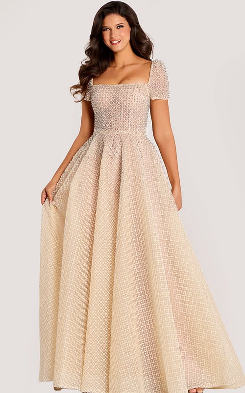 short sleeves embellished a line dress 45790