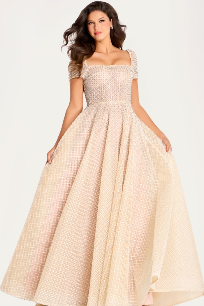 shor sleeves embellished a line dress