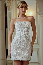 corset bodice short dress with lace cut flowers 45853