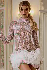 high neck embellished dress 45931