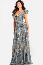 v neckline gray flowy dress 45942