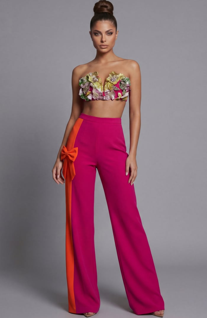 Sleeveless Tailored Suit With Statement Bow Detail 45987
