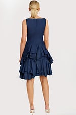 Back View of Denim Dress with Concealed Zipper and Ruffled Hem