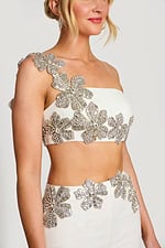 Ivory Beaded Floral Two Piece Suit 46007 - Image 7