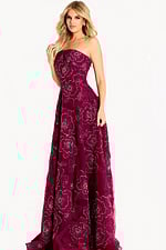 strapless burgundy aline dress 46033