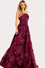 strapless burgundy lace a line dress 46033