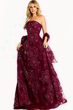 strapless burgundy a line dress 46033