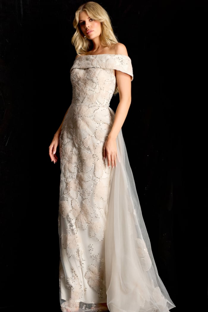beaded sheath mother of the bride dress 46034
