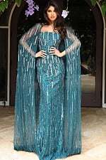 Sequined Gown With Sheer Cape 46065 - Image 3
