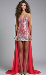 red and silver short fitted dress 46072