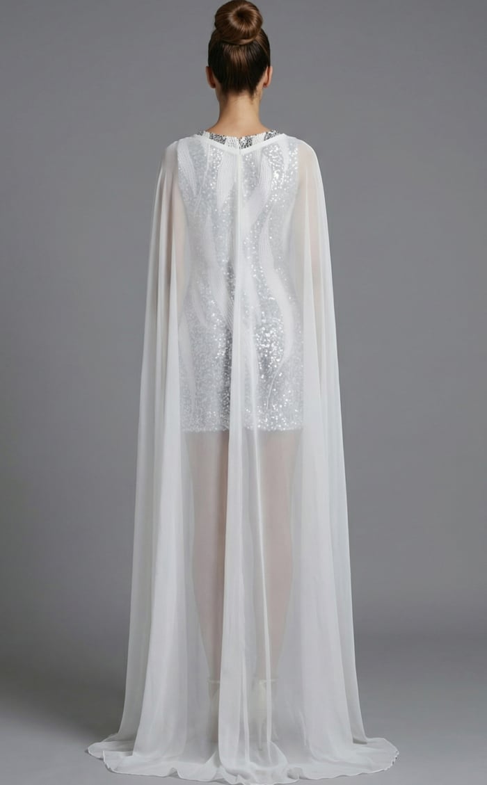 short fitted dress with cape in the back 46072