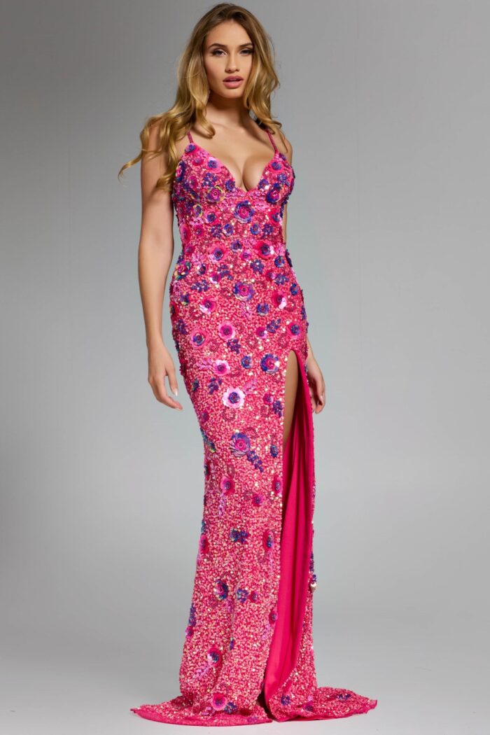 Model wearing Jovani dress 46097.