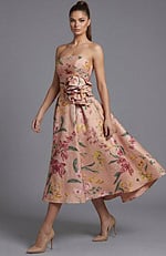 pink multi floral short evening dress 46241