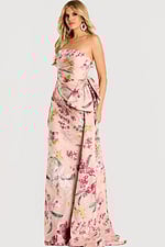 pink print dress with bow details on the side 46242