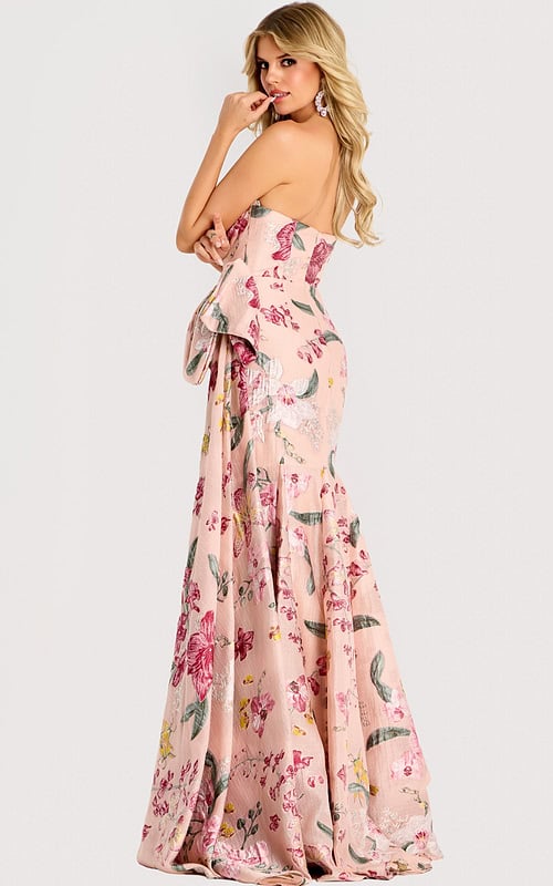 strapless pink floral dress 46242