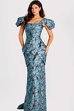 cap sleeves mermaid dress with print fabric 46273