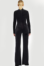Back view of fitted long-sleeve black jumpsuit with high neckline 46282
