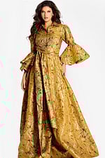 long sleeves yellow a line mob dress 46287