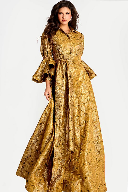 iro wide dress gold Ulla Johnson Nisha Gown | Draped-Sleeve, Strapless main image 0