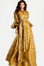 bell sleeves yellow print dress 46287