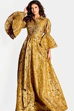 long sleeves yellow print mob gown 46287
