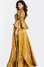 yellow long bell sleeves mob dress 46287