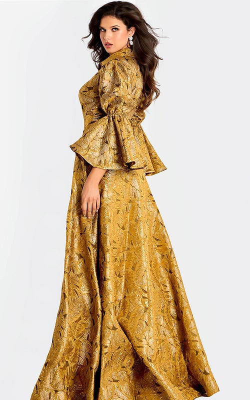 yellow long bell sleeves mob dress 46287