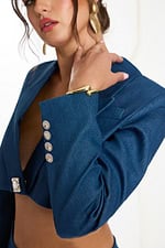 side view of denim two piece set 46303