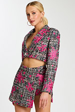 long sleeves floral tweed cropped jacket with skirt 46305