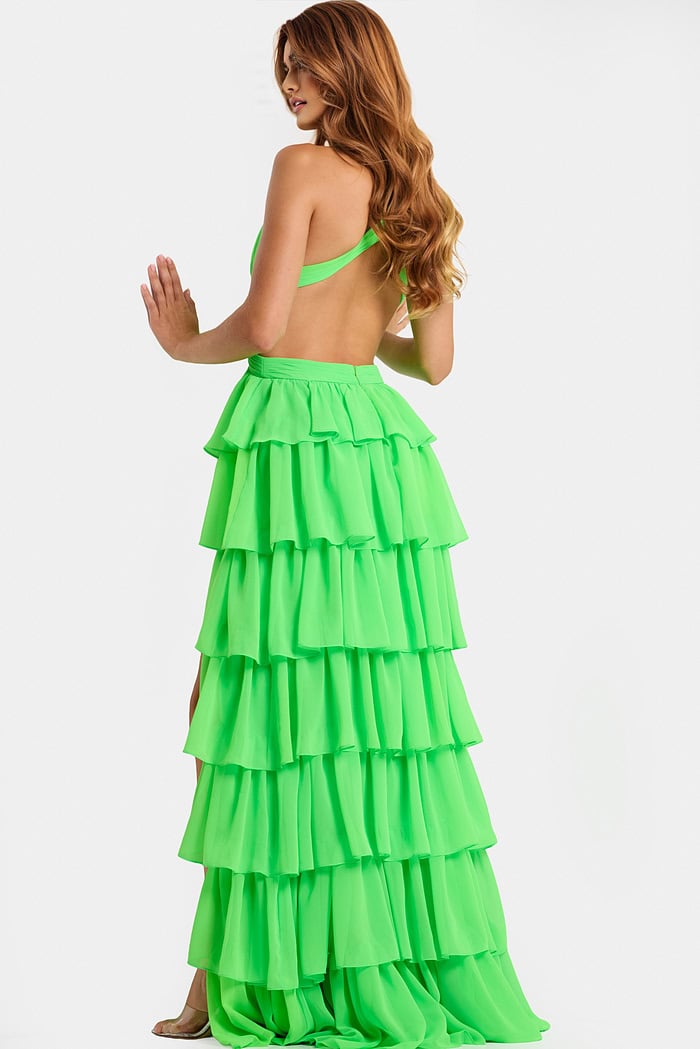 High Slit Tiered Formal Gown