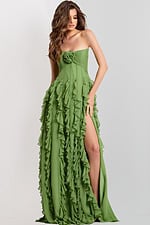 Elegant Green Ruffled Gown