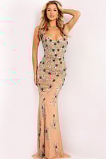 v neckline fitted embellished dress 46401