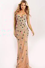 Nude Mesh Mermaid Gown 46401