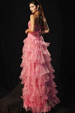 Layered organza dress with sweetheart neckline and back corset