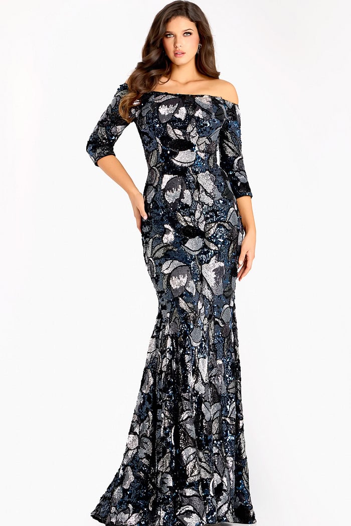 long sleeves off the shoulder mermaid dress 46432