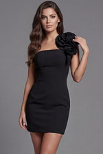strapless black dress with floral detail 46451