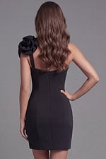 One shoulder cocktail dress with oversized ruffle detail