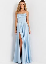Strapless satin gown with side slit 46483