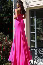 back of pink a line prom dress 46489