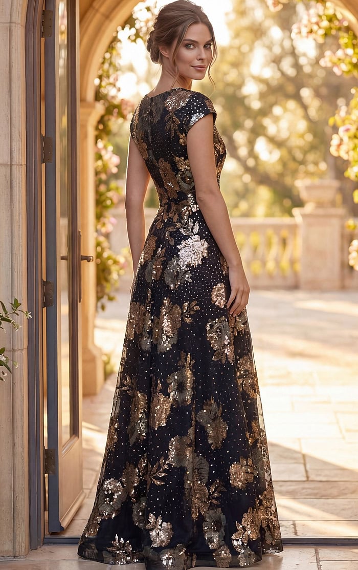 cap sleeve a line dress A-line Sleeves Sweetheart Layered Prom Mac Duggal Tulle fabric (100% polyester) Fully lined body Floral Sequin Cap Sleeve A