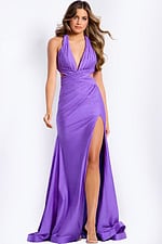 purple v neckline dress 46500