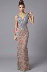 embellished v neckline fitted dress 46515