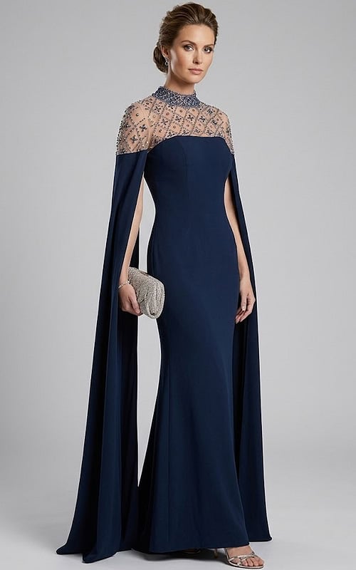 beaded high neck evening dress 46522