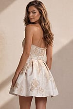 Strapless Champagne Jacquard Mini Dress 46549