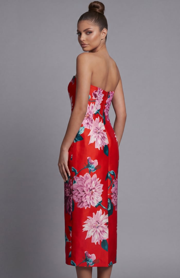 strapless floral fitted dress 46564